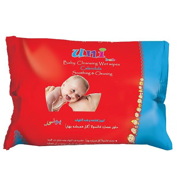 دستمال مرطوب یونی بب تمیز کننده و ضد التهاب مخصوص کودک - بسته 63 عددی Uni Beb Baby Calendula Wet Wipes 63pcs